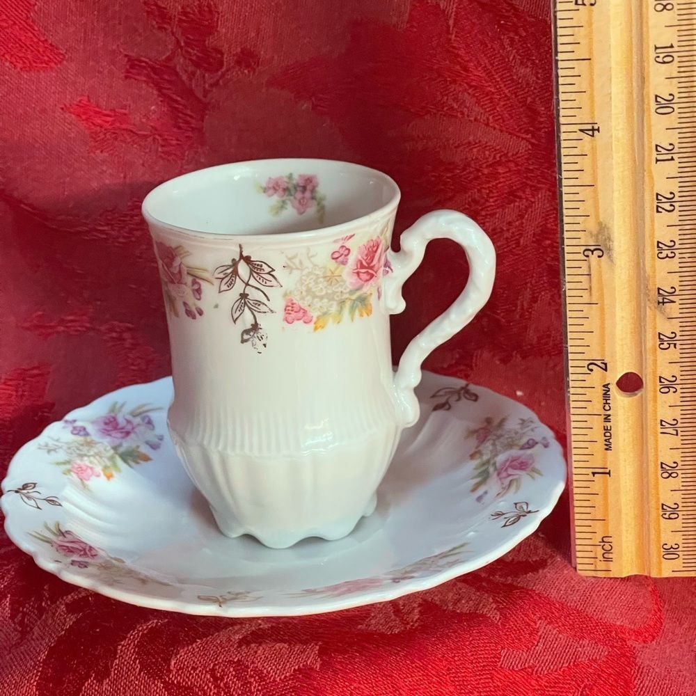 Antique Carl Tielsch Demitasse‎ Teacup and Saucer Set. Made in Germany - Picture 7 of 13